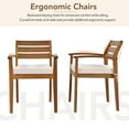thumbnail image 4 of 7-Piece Natural Wood Outdoor Dining Set - Ergonomic Chairs, Bench, Thick Table, Beige Cushions, Seats 7 Comfortably, 4 of 11