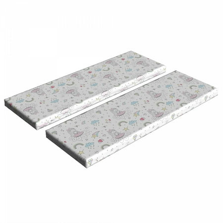 

Cartoon Bench Cushion Set of 2 Floral Girl Character with Colorful Diamonds Clouds and Stars Shapes Standard Size Foam Pad and Decorative Cover White and Multicolor by Ambesonne