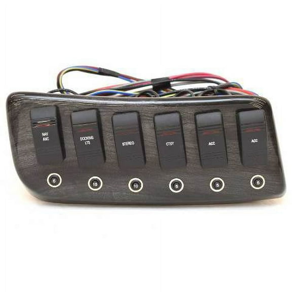 Triton Boat Switch Panel | 10 x 4 1/4 Inch Gray Faux Woodgrain Plastic