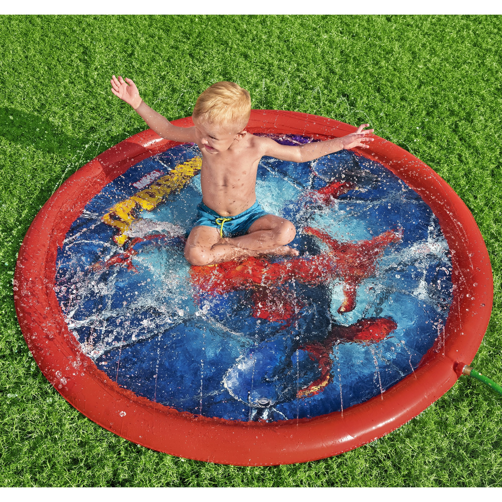 Bestway: Marvel: Splash Pad - Spider-Man - 65 inch Inflatable Sprinkler & Water Play Zone, Superhero Character, Outdoor Backyard Toy, Toddlers-Kids 2+