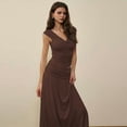 thumbnail image 4 of Maxi Skirt Set Women 2 Piece Outfits Sleeveless Top Maxi Skirt Solid Going Out Vacation Two Piece Skirt Set Brown M, 4 of 8