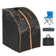 thumbnail image 1 of KFFKFF Compact Sauna Tent, 1050W Home Spa Kit, Infrared Body Therapy with Time & Temp Control, Includes Chair, Mat & Bag, Black, 1 of 9
