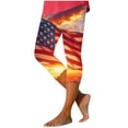 thumbnail image 3 of QATAINLAV Womens Casual Capri Leggings American Flag Print Knee Length Workout Tight Capris Summer Casual Legging Cropped Pants Blue S, 3 of 6