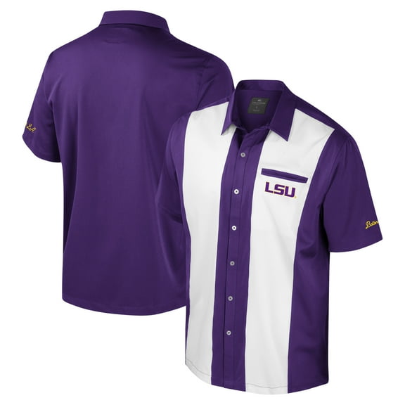 Men's Colosseum Purple LSU Tigers Strike Bowling Button-Up Shirt