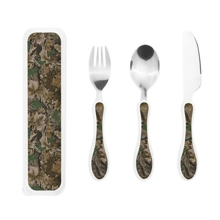 

3 Piece Children S Knife Fork And Spoon Stainless Steel Tableware Christmas Halloween Family Dinner Kindergarten Outdoor Picnic Birthday Woods Camouflage