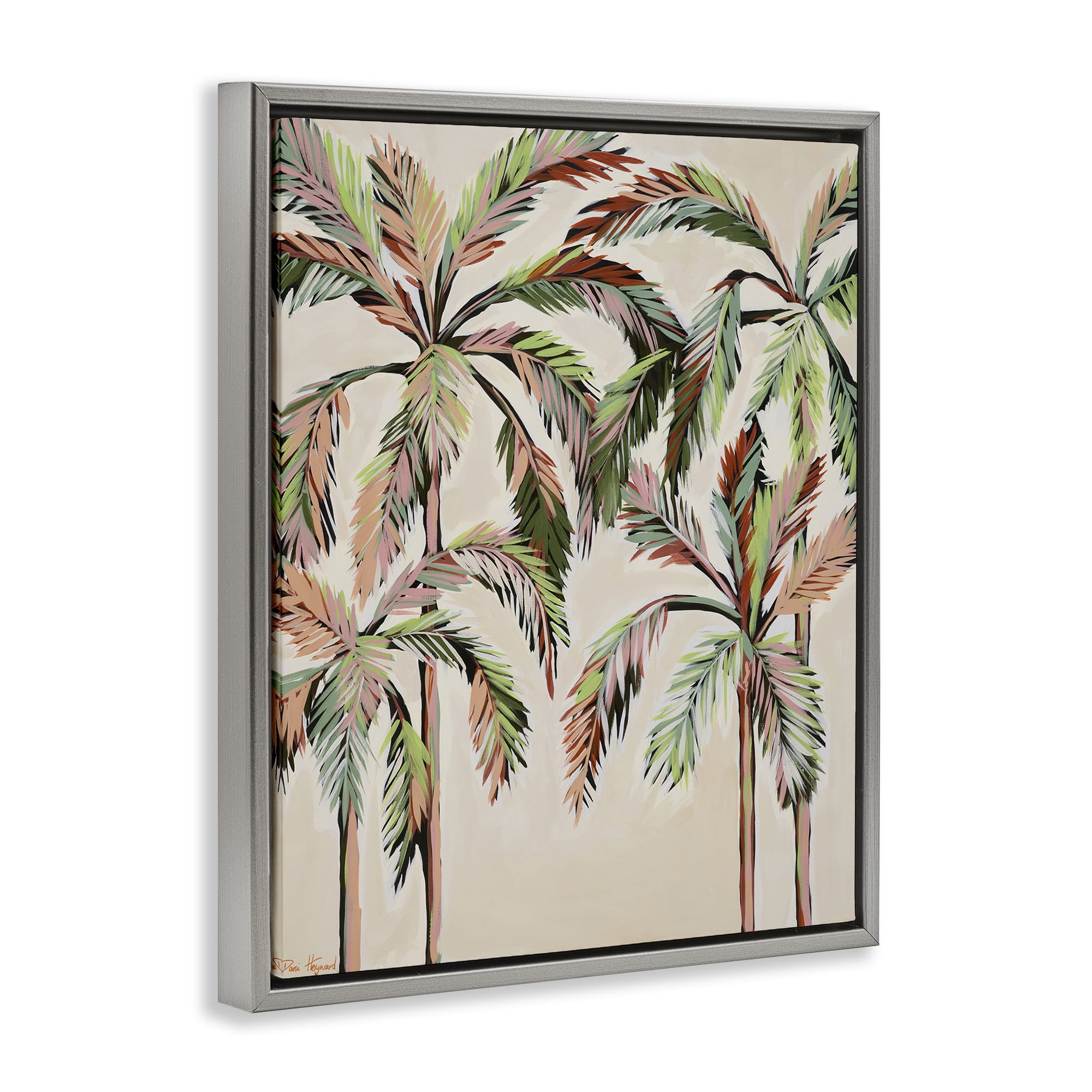 Stupell Industries Blushing Palm Tree Canopy Gray Framed Floater Canvas Wall Art, design by Dani Heyward