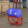 thumbnail image 2 of Reykilor 55 Gallon Drum Cradle, 600 lbs Capacity Steel Drum Dolly w/Retractable Drawbar & Wheels,Oil Drum Stand Drum Rack,Movable Drum Handling Cradle, 2 of 7