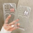 thumbnail image 4 of Compatible con funda de iPhone, lindo conejito de dibujos animados Kawaii, oso, ranura para tarjeta de crédito, billetera, protección de esquina transparente, cubierta suave a prueba de golpes Ph, 4 of 4