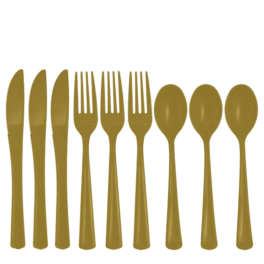 24 Blue Combo Cutlery Set Forks Knives Spoons Solid Color Summer Birthday Party