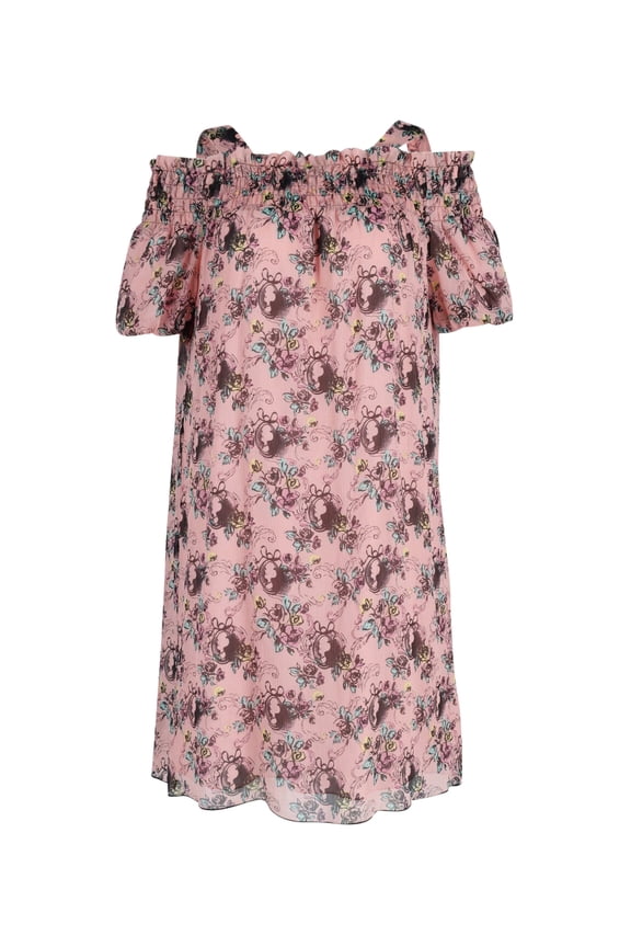 Pre-Owned Boutique Moschino Off Shoulder Dress in Floral Print Silk