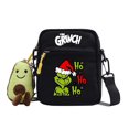 thumbnail image 1 of Adorno navideño del Grinch de Hanety, adornos navideños, bolsito cuadrado navideño, bonito bolso de hombro, bandolera de lona colorida con cremallera, regalos navideños., 1 of 2