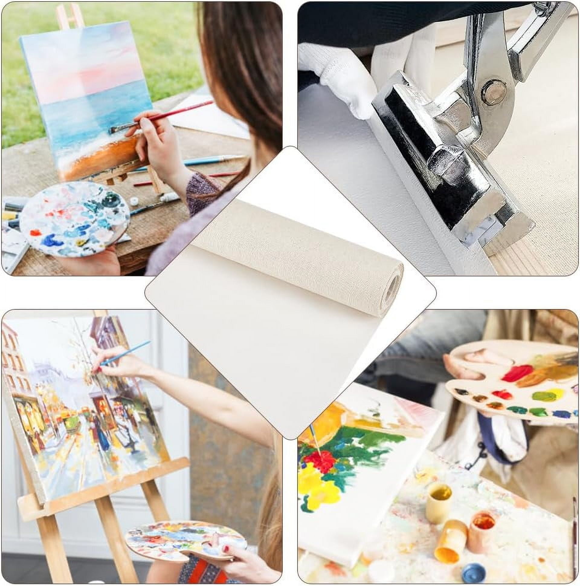 5Yardsx15Inches Canvas Roll Linen 27 Oz Four Primed Canvas Roll Artist Canvas for Gesso Art Painting Oil Painting Backdrop Decoration 0.3mm Thick
