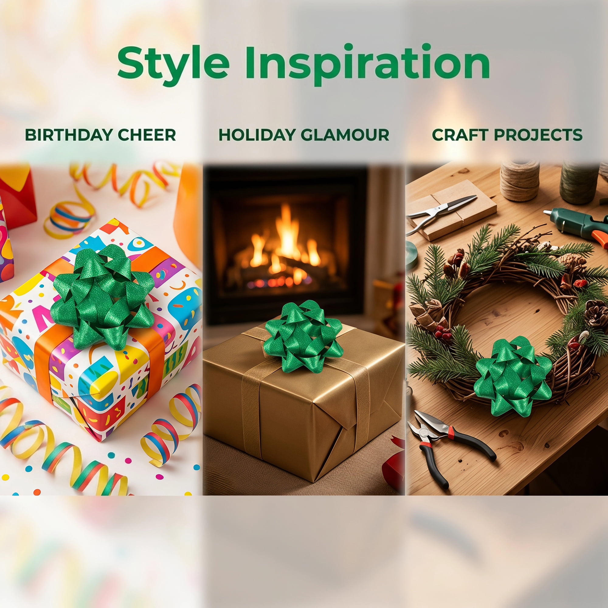 Unique Bargains Pre-Made Gift Bows for Creative Gift Wrapping and Decoration Green