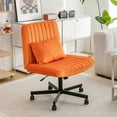 thumbnail image 3 of Orange Velvet Criss Cross Armless Office Chair with Wheels - Versatile for Home Office  Meditation & Makeup, 3 of 8