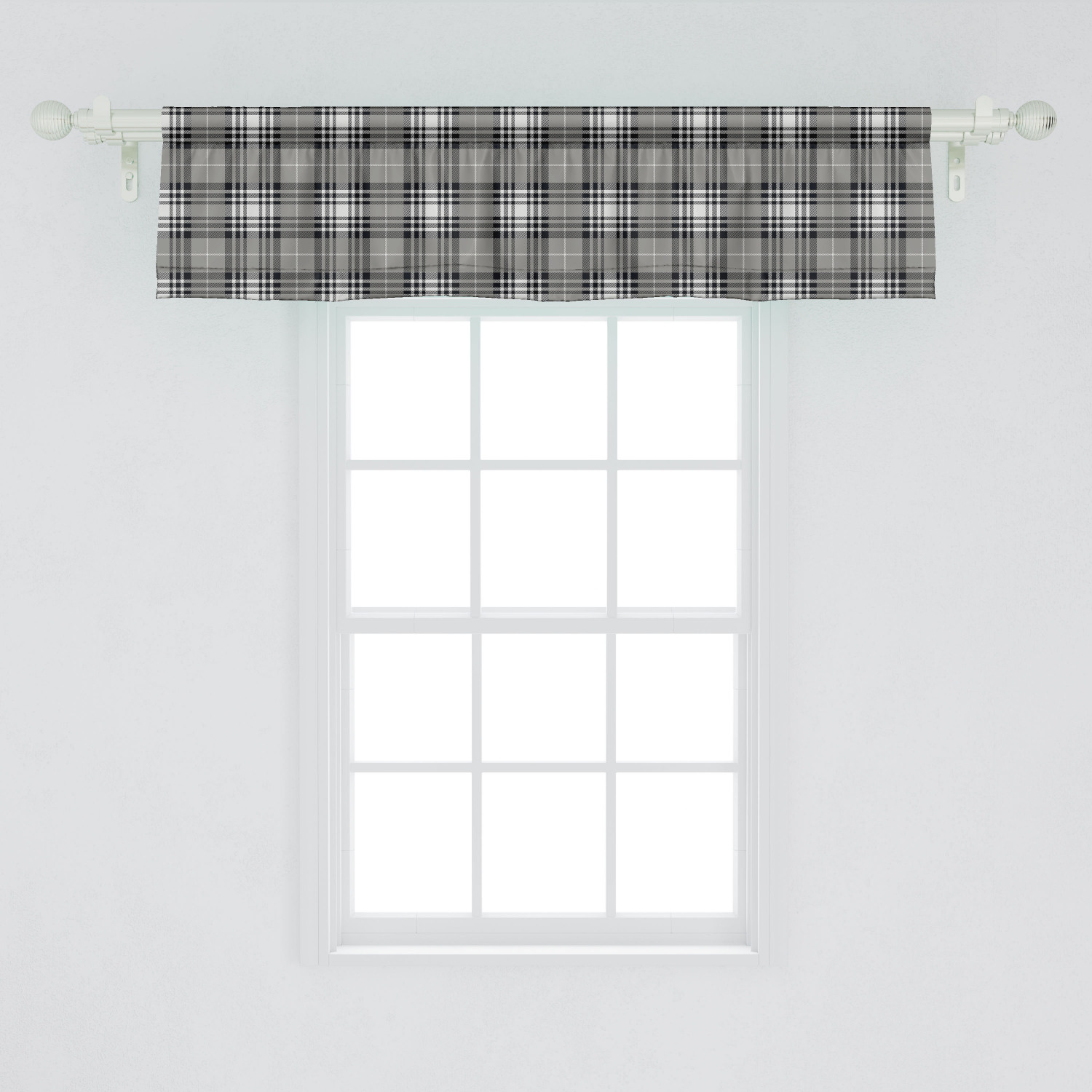 Ambesonne Checkered Window Valance, Old Fashioned Plaid Tartan in Dark