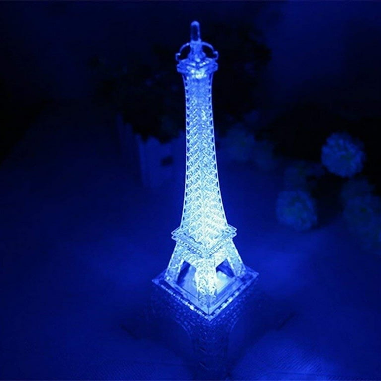 Frcolor Acrylic Eiffel Tower Flashing LED Colorful Night Light Romantic Atmosphere Nightlight Desk Lamp