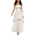 thumbnail image 1 of Gupgi Robe en Tulle pour Femme Sans Manches à Volants Superposés Transparente Longue Robe d'Été pour Cocktail et Fête, 1 of 6