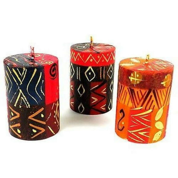 Set of Three Boxed Hand-Painted Candles Bongazi Design Nobunto