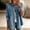 Sky Blue, variant on Women's Brushed Denim Jacket With Tassel Trim, Casual Long Sleeve Buckle Coat, Loose Fit With Chest Pocket