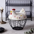 thumbnail image 6 of Chicken Egg Basket, Wire Egg Collection Baskes with Ceramic Lid for Gathering Fresh Eggs, Chicken Egg Holder, Decorative Farmhouse Cute Eggs Storage Container for Kitchen, Countertop, 6 of 7