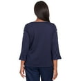 thumbnail image 2 of Alfred Dunner Womens Embroidered Flowers Flutter Sleeve Top, 2 of 6