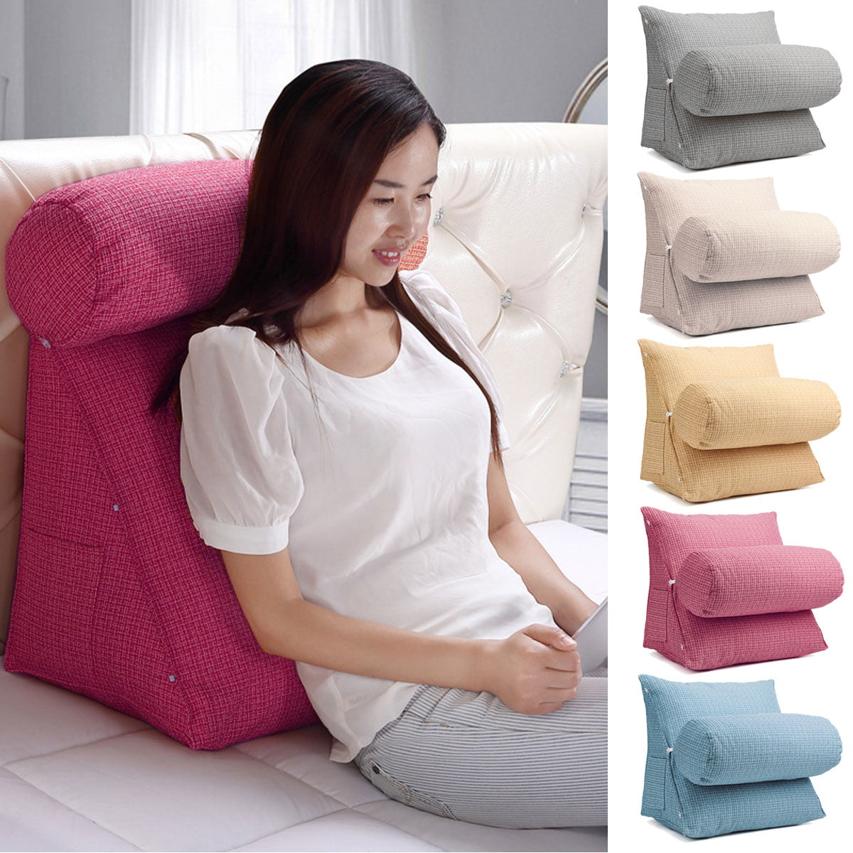 Bed Sofa Rest Lounger Cushion Waist Neck Back Support Wedge Backrest Pillow Home 