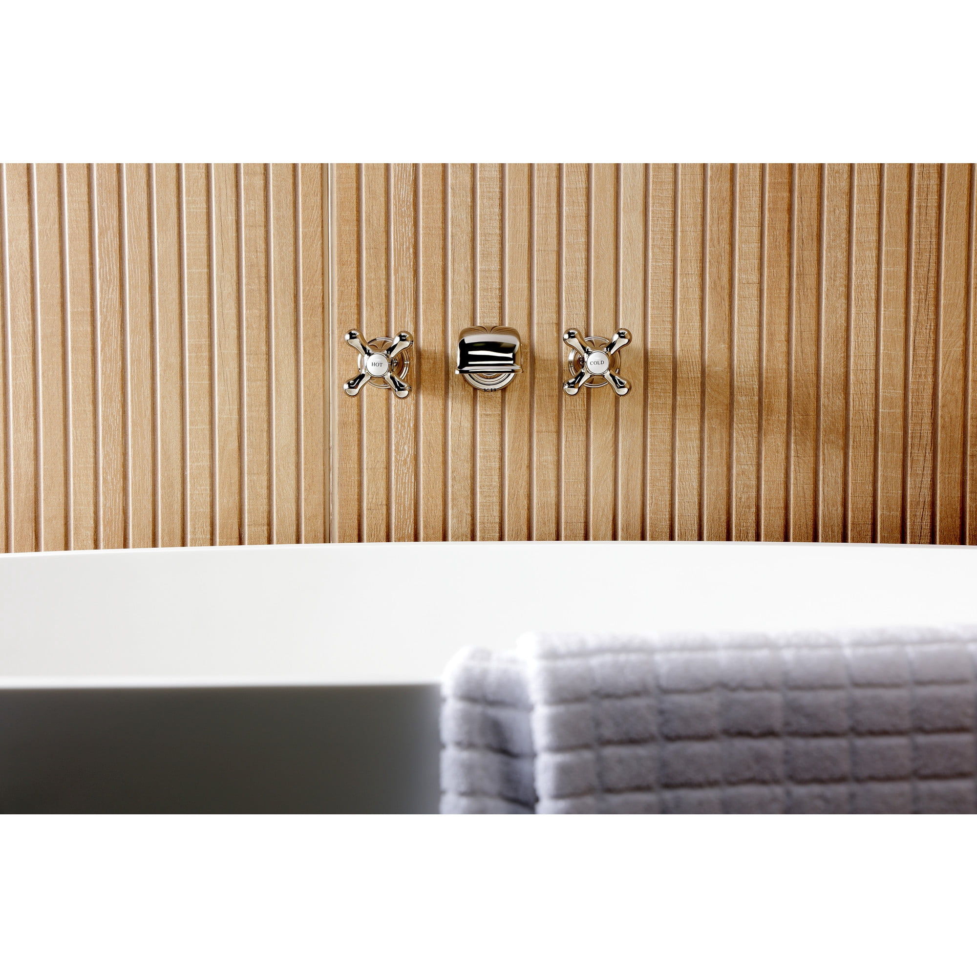 Kingston Brass KS5026AX  Two-Handle Wall Mount Roman Tub Faucet, Polished Nickel