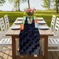 thumbnail image 4 of Blue Black Cubes Short Table Runner 36 Inches Long, Modern Geometric Abstract Art Cotton Linen Table Runners Dresser Scarves, Fabric Tabletop Scarf Furniture Cover for Home Dinner Party Decor 13"x36", 4 of 9