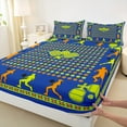 thumbnail image 3 of Manfei Sports Gamer King Sheet Sets,Game Gaming Pickleball Bedding King Size,Blue Green Orange Bed Sheets Set King Size,Breathable Room Decorative,4-Piece, 3 of 7