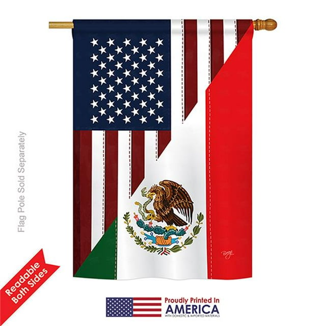 Breeze Decor 08205 Drapeau de Maison Impression Verticale 2 Côtés Amitié US Mexique - 28 x 40 Po
