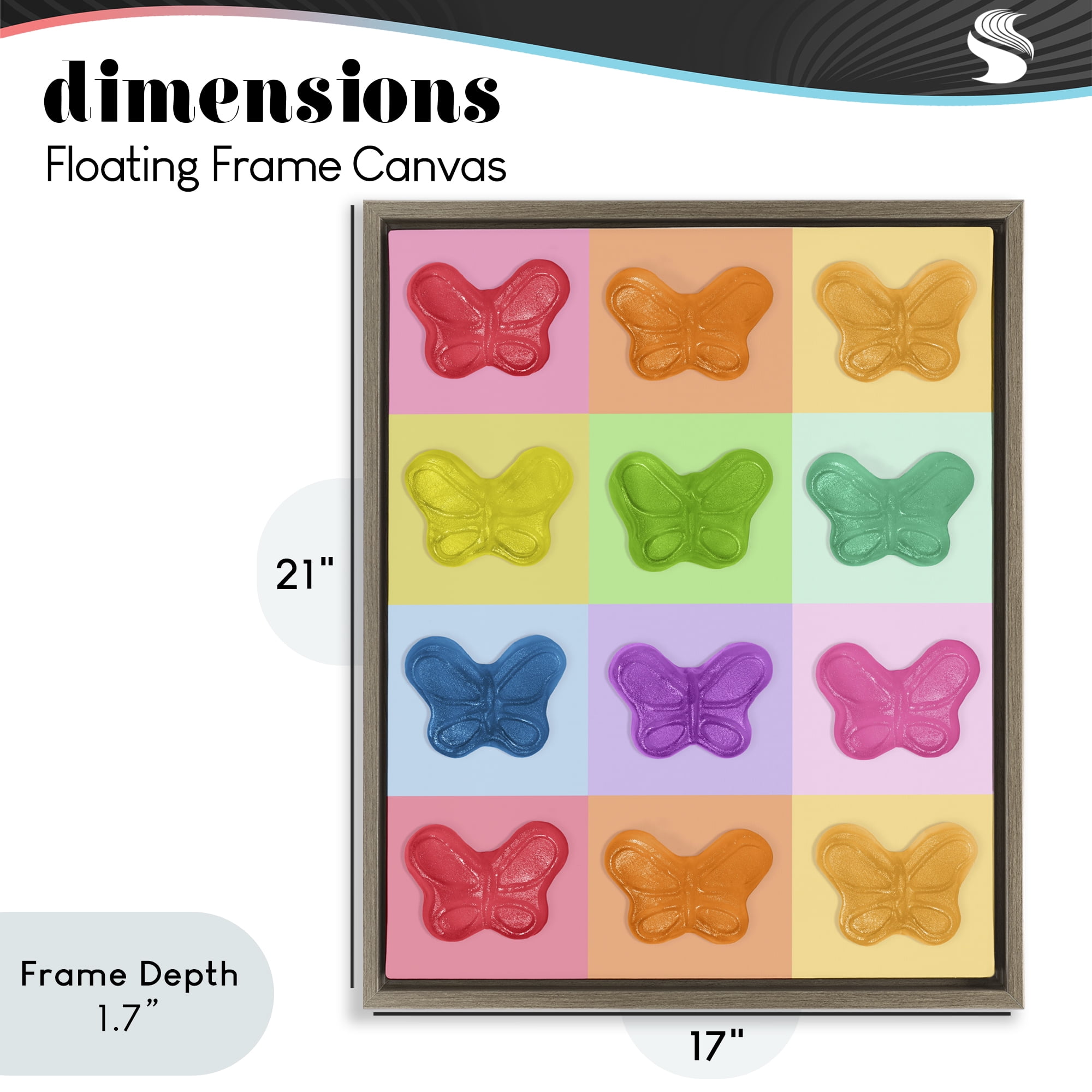 Stupell Industries Colorful Butterflies Candy Brown Framed Floater Canvas Wall Art, design by LISH Creative