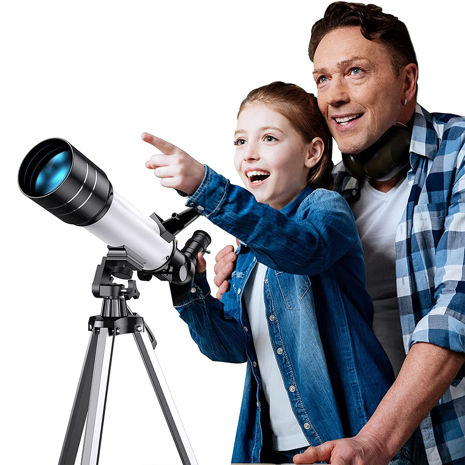 SUGIFT Telescope for Kids and Beginners 70mm Aperture 400mm AZ Mount Telescope with Tripod, Silver - image 2 of 7