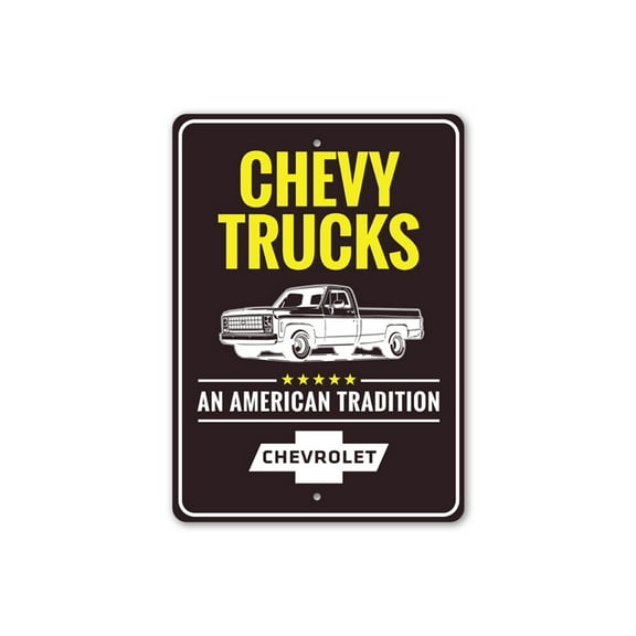 Chevy Trucks, Chevy Garage Sign, Chevy Owner Aluminum Metal Decor Sign - 4x18 inches
