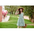 thumbnail image 4 of Arshiner Girls Summer Dress Bow-Tie Straps Sleeveless Flowy Ruffle Trim Boho Beach Casual Sundress, 4 of 6