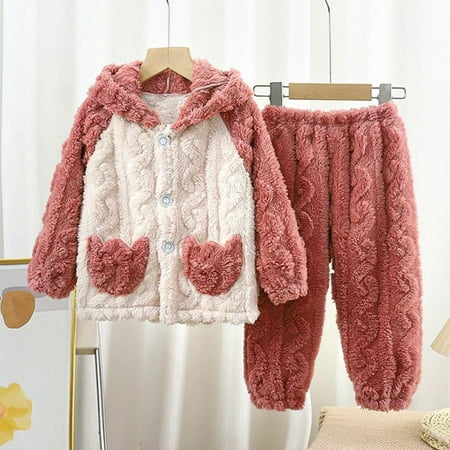 

Xmarks Toddler Boy Girl Winter Warm Flannel Pajamas Sets Thick Coral Velvet Long Sleeve Sleepwear Flannel Pajamas Sets Pink Tag 150