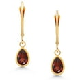 thumbnail image 3 of Gem Stone King 14K Yellow Gold Red Garnet Drop Dangle Earrings for Women (1.54 Cttw, Gemstone January Birthstone, Pear Shape 7X5MM), 3 of 5