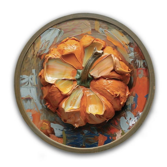 Creative Products Painterly Pumpkin Top 20 x 20 Round Brown Framed Print