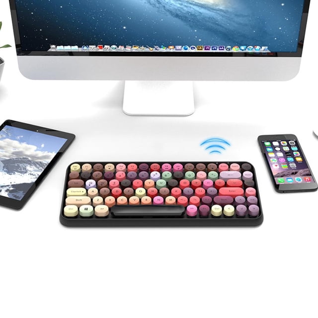308i Bluetooth Wireless Keyboard 84 Round Button Keys Round Button Gaming Keyboard Compatible for Windows/Mac/Android/Ios