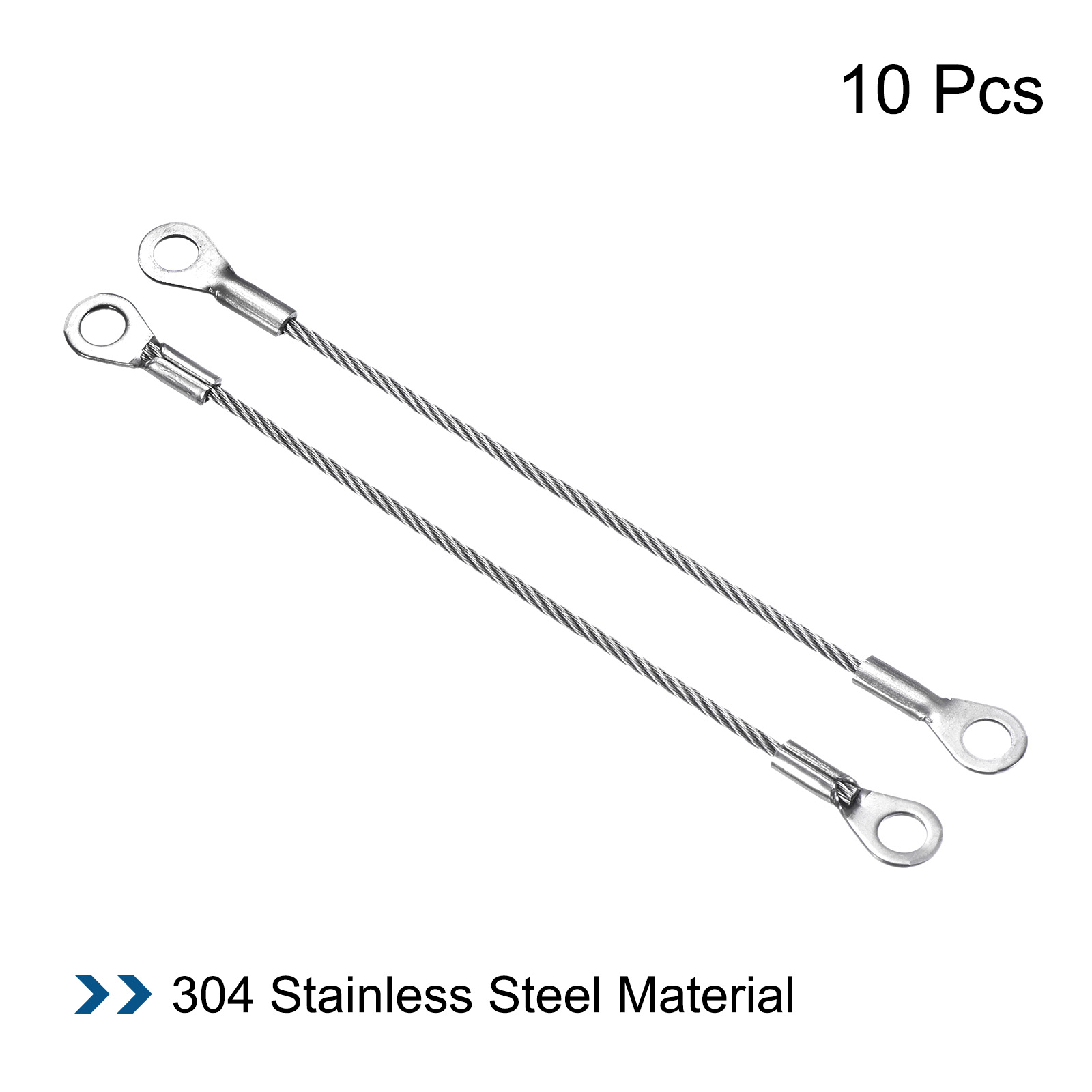 Unique Bargains Stainless Steel Lanyard Cable Eyelets Ended Rope Silver Tone 2mmx10cm