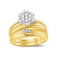thumbnail image 2 of Diamond Princess 10kt Yellow Gold His Hers Round Diamond Cluster Matching Wedding Set 3/8 Cttw, 2 of 4
