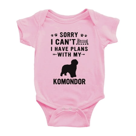 

Sorry I Can t I Have Plans With My Komondor Love Pet Dog Cute Baby Bodysuit (Pink 3-6 Months)