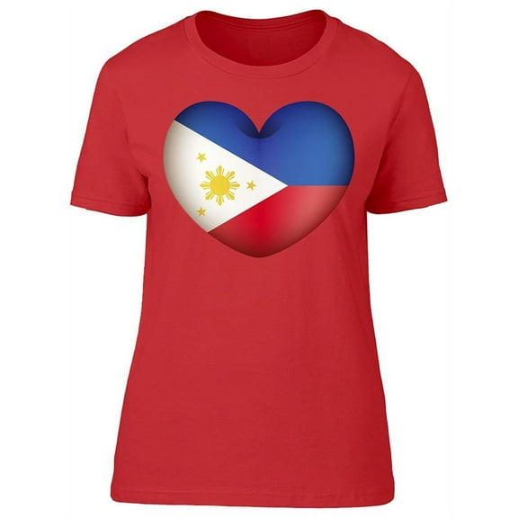 Philippines Flag 3d Heart T-Shirt Women -Image by Shutterstock, Female Large