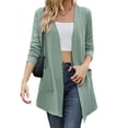 thumbnail image 5 of Hanerdun Women Open Front Cardigan Female Sweater Jackets Knitwear Dark Green XL, 5 of 5
