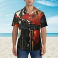 thumbnail image 2 of Balery Abstract Skull Guitar Art Camisas hawaianas de manga corta para hombre, camisas playeras de corte holgado, camisas de vacaciones con botones,Small, 2 of 7
