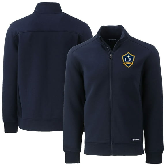 Men's-Cutter & Buck  Navy LA Galaxy Big & Tall Roam Eco Tri-Blend Recycled Full-Zip Jacket