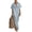 Blue, variant on Summer Cotton Linen Dress for Women Short Sleeve Button Up Long Dress Casual Loose Beach Tunic Sundress White