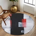 thumbnail image 2 of Round Rug 5Ft Washable Non-Slip, Red Black Modern Circle Area Rugs for Living Room Bedroom, Abstract Oil Painting Geometric Artwork Indoor Floor Mats Carpet Runner for Home Decor Aesthetic, 2 of 8