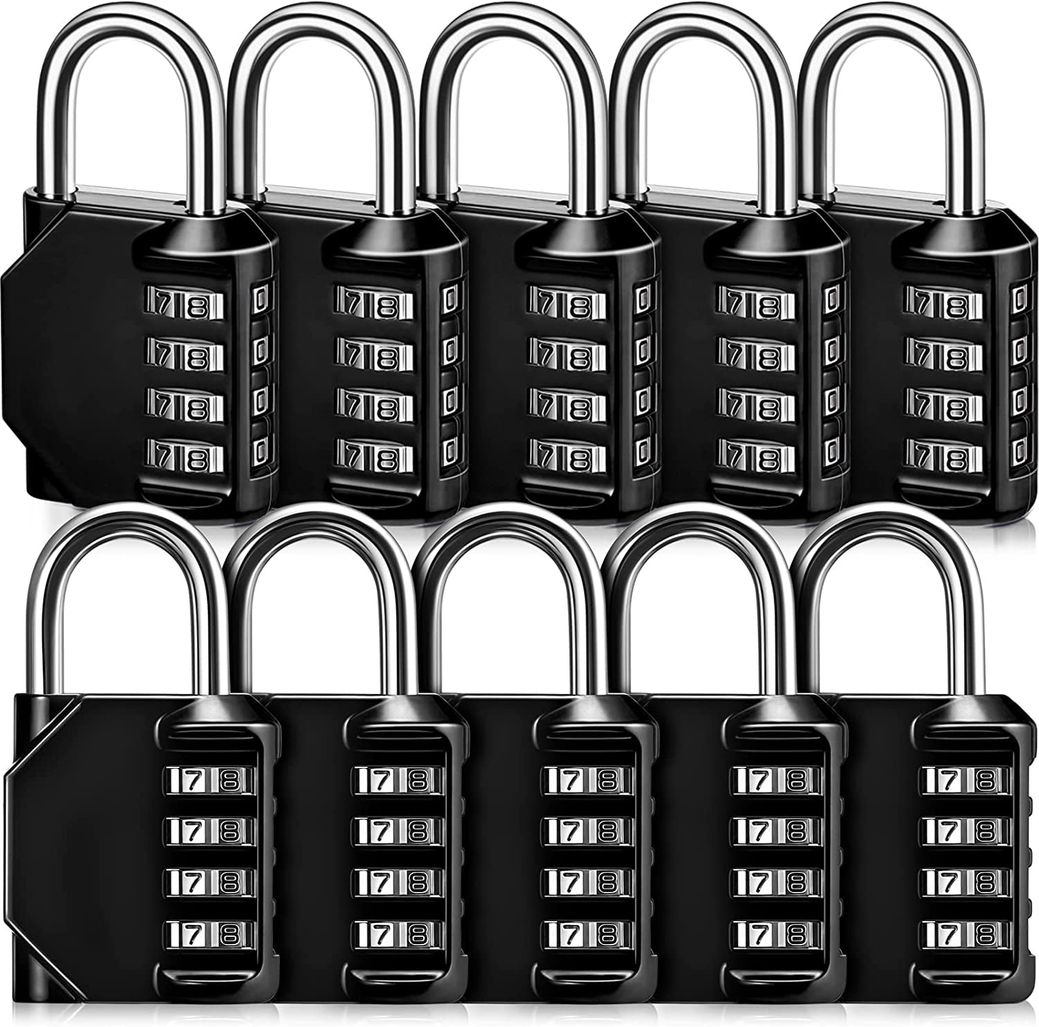 10 Pack Combination Lock Resettable 4 Digit Combination Padlock