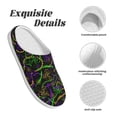 thumbnail image 5 of Daiia Neon Mardi Gras Print Women’s Fuzzy Slippers Memory Foam Lightweight House Shoes Cozy Loafer Flannel House Shoes-40/41, 5 of 7