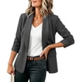 thumbnail image 5 of JOANKDMI Casual Open Front Blazers for Women Ruched 3/4 Sleeve Lapel Cardigan Tops Lightweight Business Office Work Jackets Outerwear Everyday Wear Basic Suits, 5 of 9